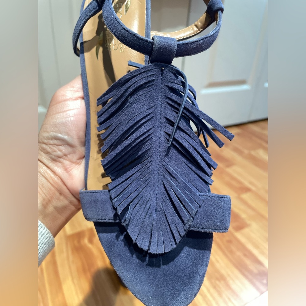 Aerosoles Heel Rest Blue Fringed Sandals Size 7.5 - Picture 8 of 14